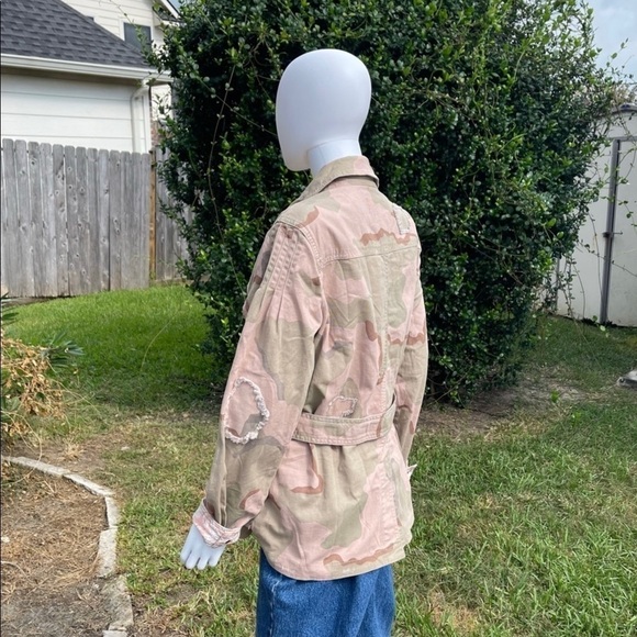 NWT Anthro Distressed Camouflage Boho Utility Military Denim Jacket - Picture 10 of 15